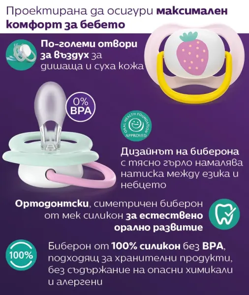 Philips AVENT Ортодонтична залъгалка 0-6м.