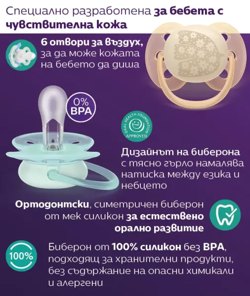 Philips AVENT Ортодонтична залъгалка 0-6м.
